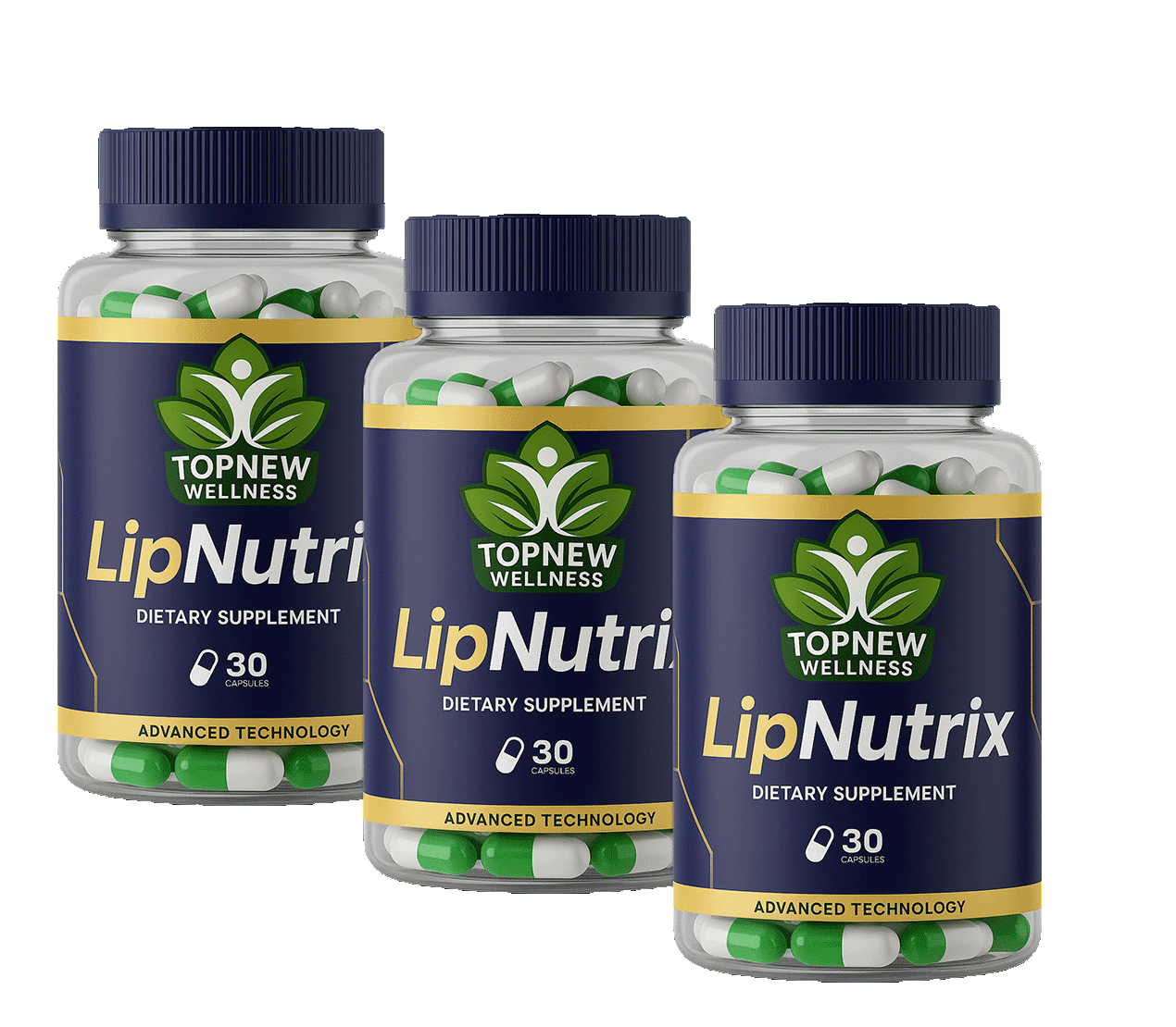 LipNutrix natural weight management food supplement value pack, three bottles of 30 capsules