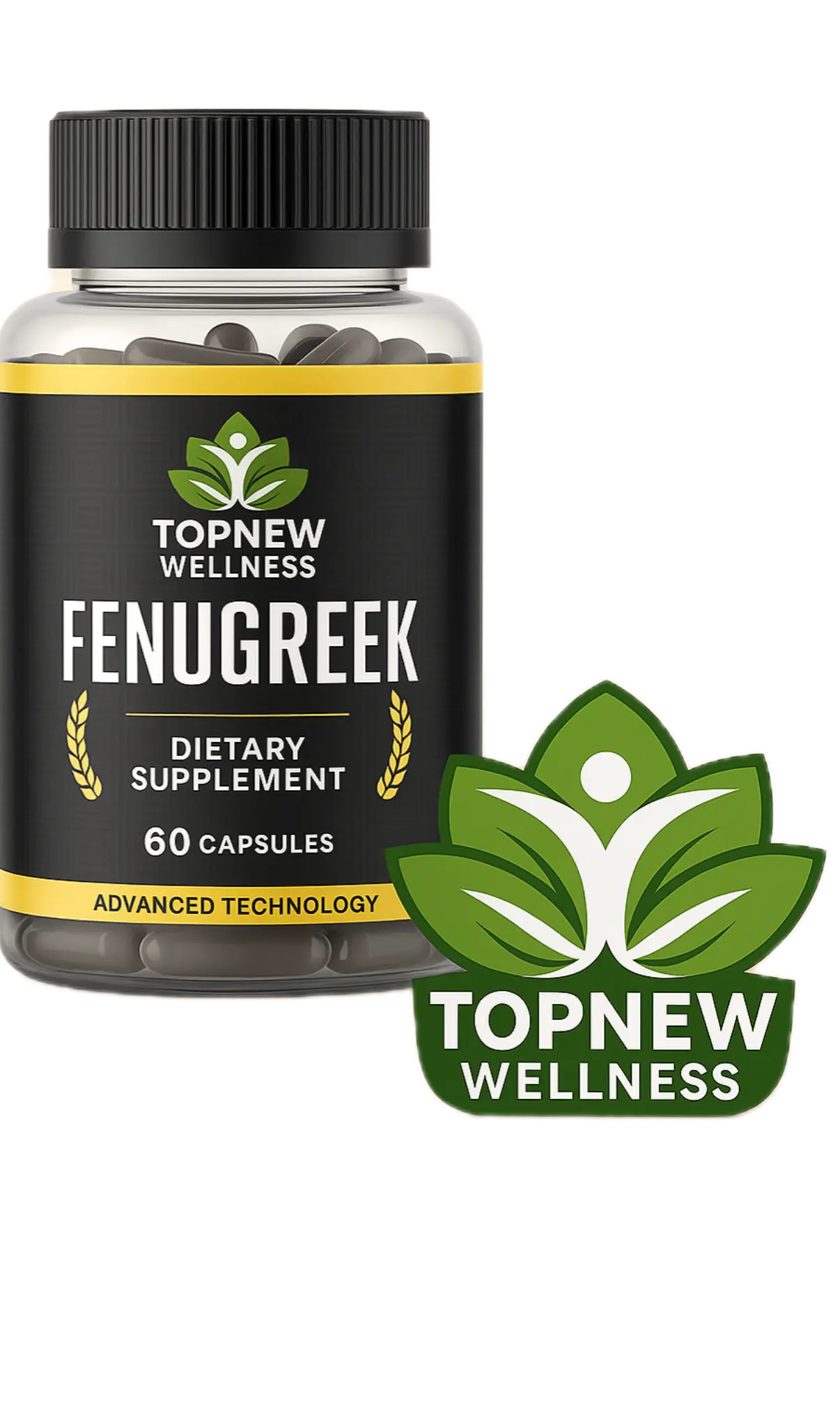 TopNew Fenugreek high strength herbal supplement capsules, 60 capsules