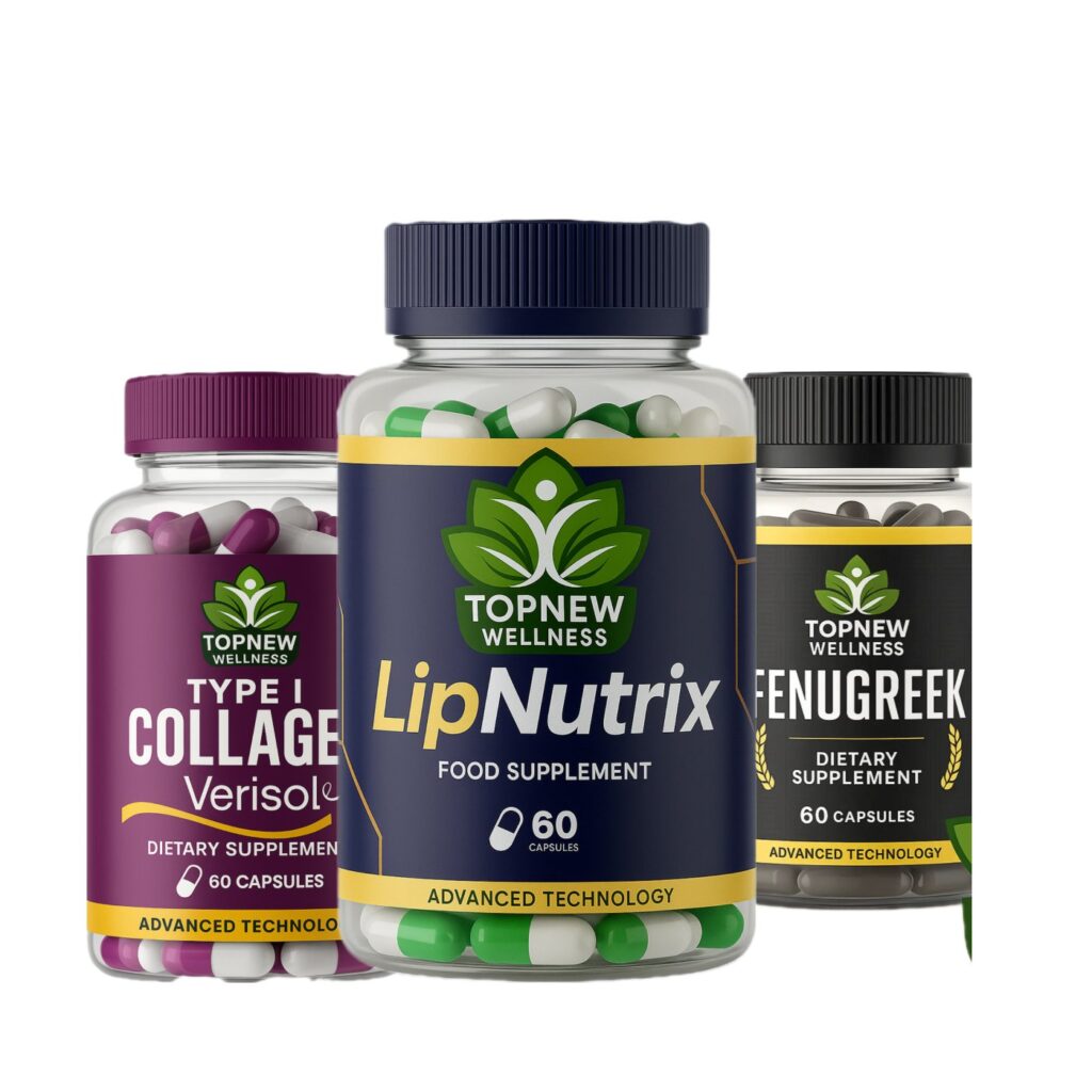 TopNew Wellness Trio: VERISOL Collagen, LipNutrix and Fenugreek supplements